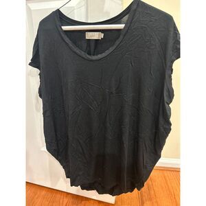 Nation Scoop Neck Relaxed Fit Slouchy Oversized T-Shirt Top Black Medium